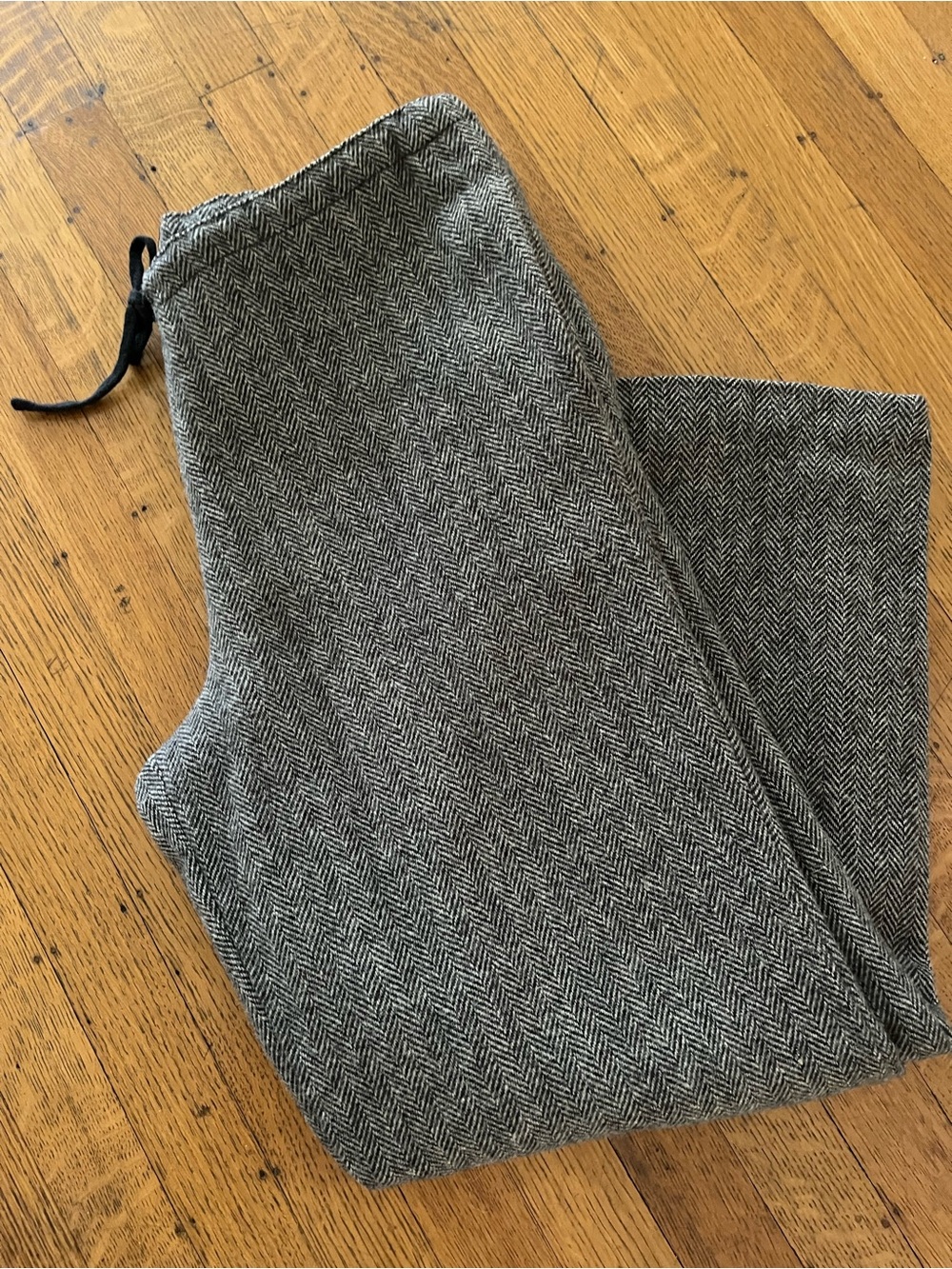 Anthropologie Gray Herringbone Drawstring Trousers